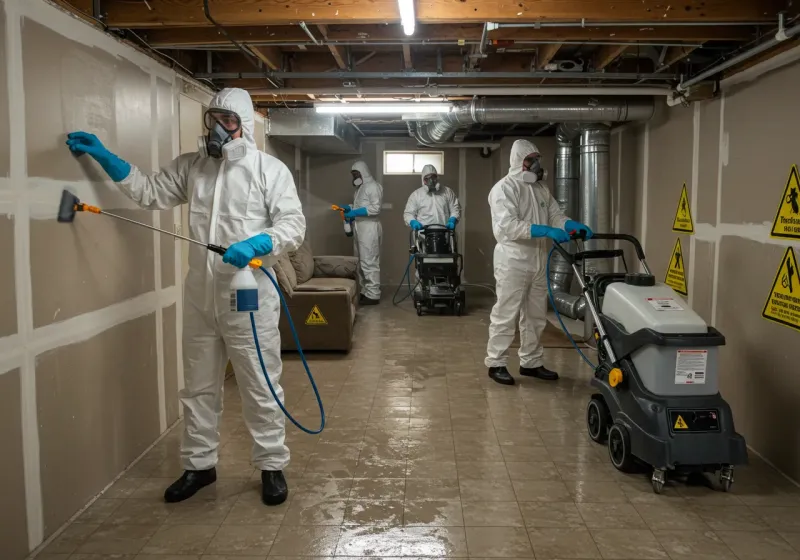 Basement Moisture Removal and Structural Drying process in Purvis, MS